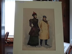 Sehr schönes und sehr genau gemaltes Aquarell - charmante Darstellung - Jugendstil.