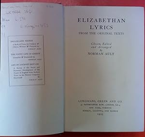 Bild des Verkufers fr Elizabethan Lyrics From The Original Textes zum Verkauf von biblion2
