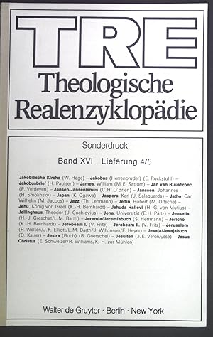 Bild des Verkufers fr Janssen, Johannes. Sonderdruck Theologische Realenzyklopdie Band XVI Lieferung 4/5. zum Verkauf von books4less (Versandantiquariat Petra Gros GmbH & Co. KG)