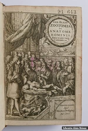 Image du vendeur pour Zootomiae seu anatomes variorum animalium pars prima mis en vente par Librairie Alain Brieux