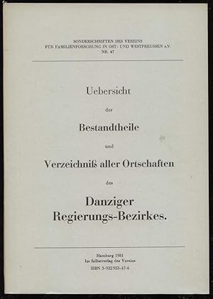 Image du vendeur pour Uebersicht der Bestandtheile und Verzeichni aller Ortschaften des Danziger Regierungs-Bezirkes. mis en vente par Antiquariat Dennis R. Plummer