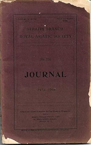 Journal of the Straits Branch of the Royal Asiatic Society No 73 July 1916