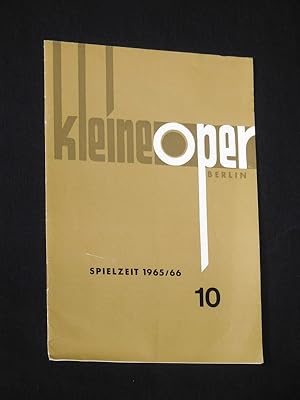 Bild des Verkufers fr Programmheft 10 Kleine Oper Berlin 1965/66. Der ZAUBERTRANK nach Bedier von Frank Martin. Musikal. Ltg.: Gerhard Httig, Insz.: Wolfgang von Stas, Bhnenbild: Werner Schwenke, Kostme: Mechthild Senghov. Mit Dorothea Frstenberg (Isot), Max Raynor (Tristan), Michaela Jrgens, Marianne Dorsch, Heidrun Franz, Dagmar Hartl, Herta Wilberg, Gnter Schmieding zum Verkauf von Fast alles Theater! Antiquariat fr die darstellenden Knste