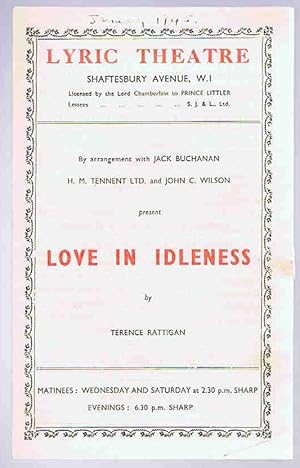 Image du vendeur pour Love in Idleness by Terence Rattigan: Lyric Theatre Programme mis en vente par Lazy Letters Books