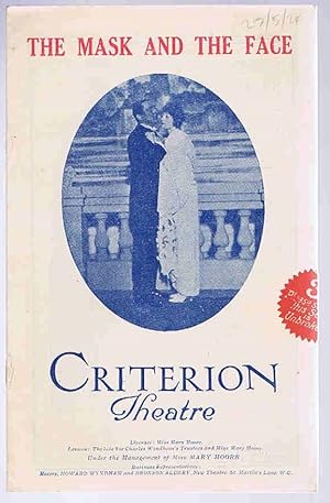 Image du vendeur pour The Mask and the Face by C. B. Fernald: Criterion Theatre Progamme mis en vente par Lazy Letters Books