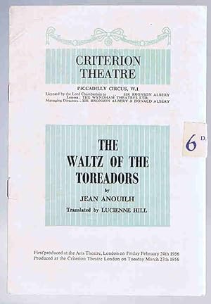 Bild des Verkufers fr The Waltz of the Toreadors by Jean Anouilh: Criterion Theatre Programme zum Verkauf von Lazy Letters Books