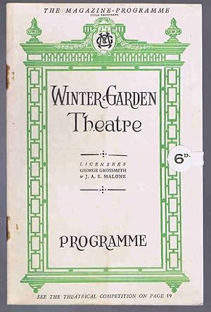 Bild des Verkufers fr To-night's the Night by Paul A. Rubens and Percy Greenbank: Winter Garden Theatre Programme zum Verkauf von Lazy Letters Books