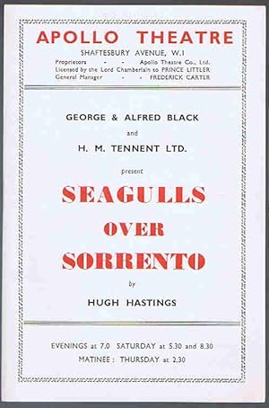 Imagen del vendedor de Seagulls Over Sorrento by Hugh Hastings: Apollo Theatre Programme a la venta por Lazy Letters Books