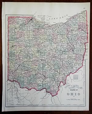 Ohio County & Township Map Cleveland Cincinnati Toledo Columbus 1887 Bradley map