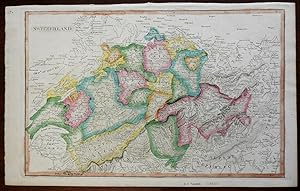 Switzerland Swiss Cantons Grisons Zurich Basel Berne Glarus c. 1830 Tanner map