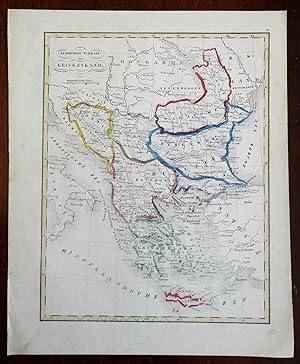 Ottoman Empire Balkans Kingdom of Greece Bosnia Serbia Albania 1840 Petri map