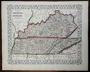 Kentucky & Tennessee Memphis Nashville Louisville Knoxville 1866 Mitchell map