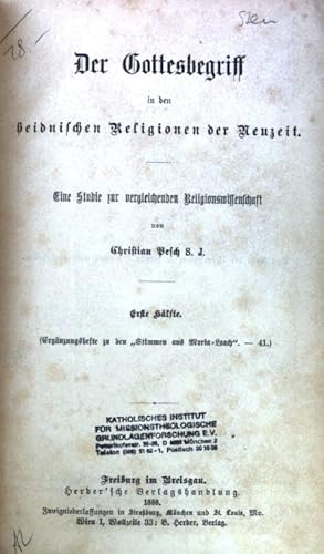 Bild des Verkufers fr Der Gottesbegriff in den heidnischen Religionen der Neuzeit. Ergnzungshefte zu den "Stimmen aus Maria-Laach". 41. Erste Hlfte. zum Verkauf von books4less (Versandantiquariat Petra Gros GmbH & Co. KG)