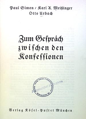 Seller image for Zum Gesprch zwischen den Konfessionen. for sale by books4less (Versandantiquariat Petra Gros GmbH & Co. KG)