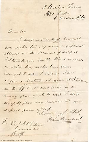 Autograph Letter Signed to the Revd. Burford Waring Gibsone, (Sir John, 1792-1872, M.P., F.R.S., ...