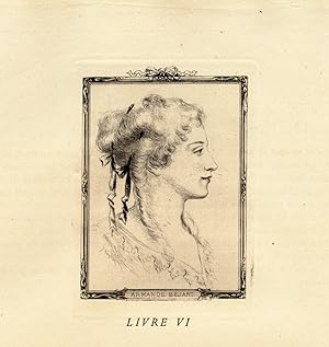Antique Print-MOLIERE-ARMANDE BEJART-ACTRESS-PORTRAIT-PROFILE-Houssaye-1880
