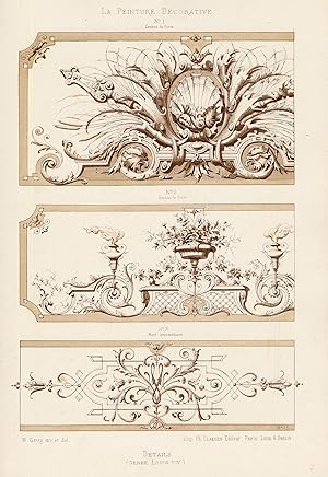 Antique Print-DECORATION-ORNAMENT-LOUIS XIV STYLE-DETAILS-PLATE 15-Gruz-1860
