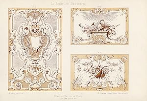 Antique Print-DECORATION-ORNAMENT-LOUIS XV STYLE-PANEL-PLATE 10-Gruz-1860