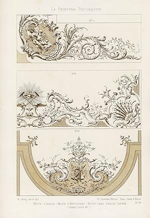Antique Print-DECORATION-ORNAMENT-LOUIS XV STYLE-DESIGN-PLATE 34-Gruz-1860