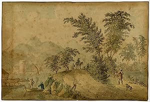 Antique Drawing-LANDSCAPE-EAST INDIES-INDONESIA-Clemens-ca. 1690