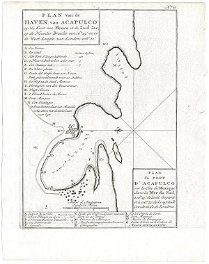 Antique Print-PLAN-MAP OF ACAPULCO-MEXICO-Anson-1765