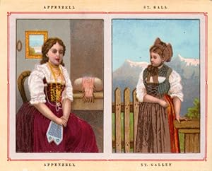 Antique Costume Print-APPENZELL-GALLEN-SWITZERLAND-1892