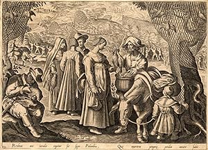 Antique Hunting Print-DOVE-PIGEON-Stradanus-1636