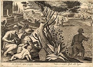 Antique Hunting Print-QUAIL PIPE-Stradanus-1636