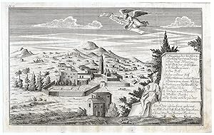 Rare Antique Print-NAZARETH-VILLAGE-VIEW-INDEX-Bunting-1754