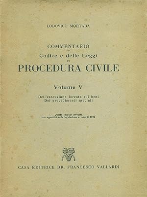 Imagen del vendedor de Commentario del codice e delle leggi di procedura civile Vol. V a la venta por Librodifaccia