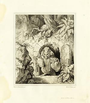 Antique Print-REYNARD-REINEKE FUCHS-FOX-FABLE-Pl.12-Goethe-Kaulbach-Rahn-1846