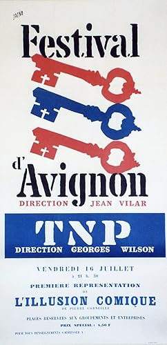 "FESTIVAL D'AVIGNON 1965" Affiche originale entoilée Litho JACNO