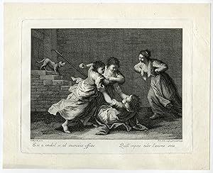 Antique Print-ADULT-FIGHT-CHAIR-CHILD-Maggiotto-Colle-ca. 1760