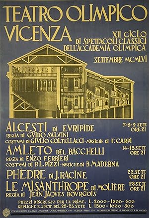 "TEATRO OLIMPICO VICENZA 1956" Affiche-programme originale entoilée Litho BUSATO