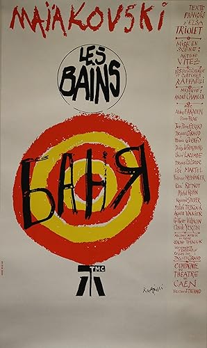"LES BAINS de MAÏAKOVSKI" Affiche originale entoilée (Sérigraphie RAFFAELLI 1967)