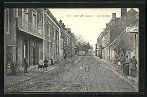 Carte postale Conlie, Grande-Rue, vue de la rue im Ortskern