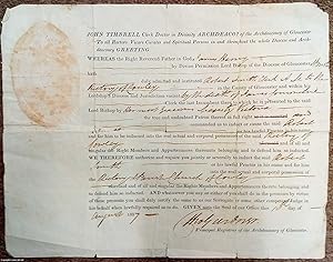 Appointment of Robert Smith to The Rectory, Parish Church of Cowley, 1837. Printed form with hand...