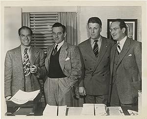 Bild des Verkufers fr Original press photograph of Frank Capra, William Wyler, George Stevens, and Samuel J. Briskin announcing the formation of Liberty Films zum Verkauf von Royal Books, Inc., ABAA