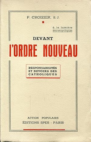 Seller image for Devant l'Ordre Nouveau for sale by Bloody Bulga