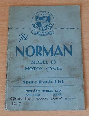 Norman Model B3 Motor Cycle General Spares List