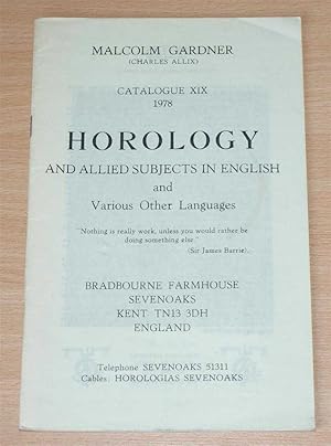 Catalogue XIX 1978 - Horology and Allied Subjects in English and Various Other Languages