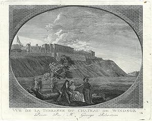WINDSOR. "Vue de la Terrasse du Chateau de Windsor". Blick vom Fuße der Anlage zum Schloss, im Vo...