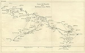 Bild des Verkufers fr DONAU. - Karte. "Carte du Danube depuis Ratisbonne jusqua Passaw". Die Karte zeigt den Donaulauf von Regensburg bis Passau, sowie den Lauf der Isar von Landshut bis zur Donaumndung. zum Verkauf von Peter Bierl Buch- & Kunstantiquariat Inh.: Andrea Bierl