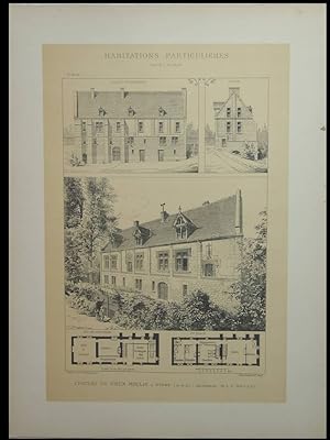 STORS, CHATEAU DU VIEUX MOULIN - 1895 - 2 GRANDES LITHOGRAPHIES - LOUIS-CHARLES BOILEAU