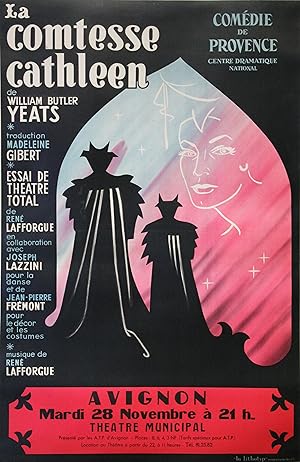 "LA COMTESSE CATHLEEN de William Butler YEATS" Affiche originale entoilée (René LAFFORGUE) 1961