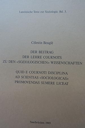 Seller image for Der Beitrag der Lehre Cournots zu den "Soziologischen" Wissenschaften. - for sale by Antiquariat Tautenhahn