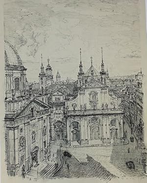 Bild des Verkufers fr [Die Salvatorkirche in Prag. - Tuschezeichnung]. - zum Verkauf von Antiquariat Tautenhahn