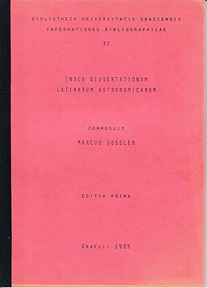Seller image for Index dissertationum latinarum astronomicarum. - for sale by Antiquariat Tautenhahn