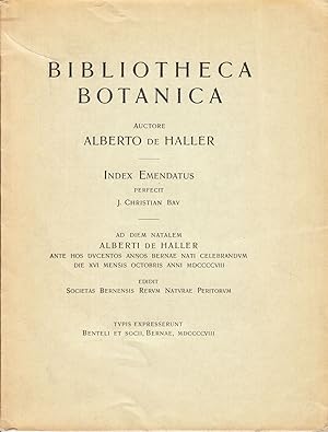 Bild des Verkufers fr Bibliotheca Botanica: Index Emendatus. - zum Verkauf von Antiquariat Tautenhahn