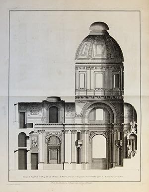 Coupe et Profil de la Chapelle du Château de Fresne pris sur sa longueur, et suvant la ligne. -